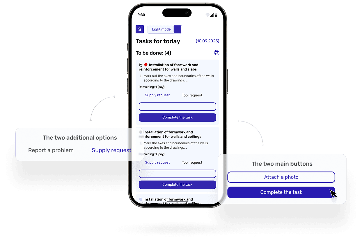 Lite version of the work'n'roll app for even more convenient use on a construction site
